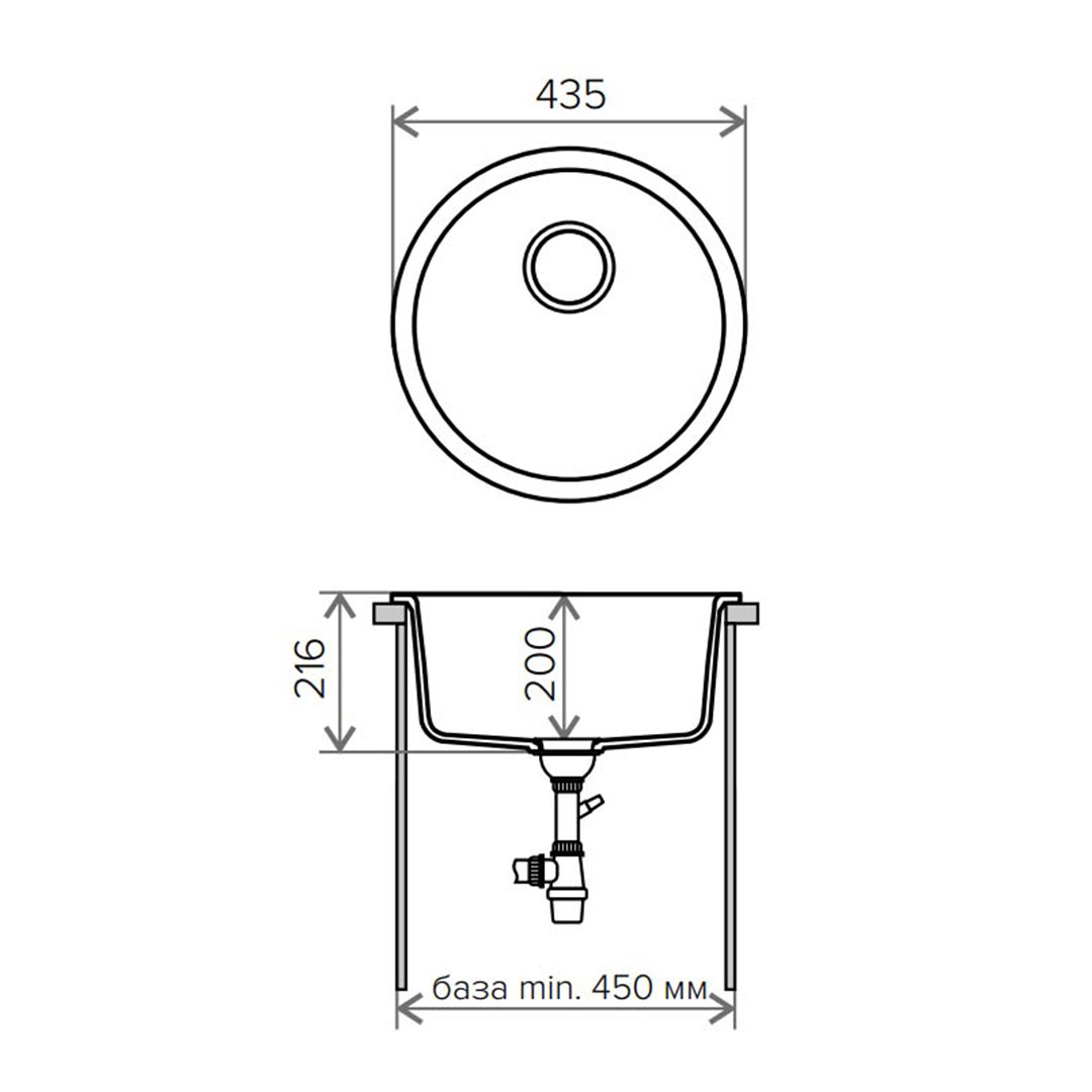 Мойка кухонная Tolero R-104, d=435 мм, сафари - фото 2 - id-p214503017