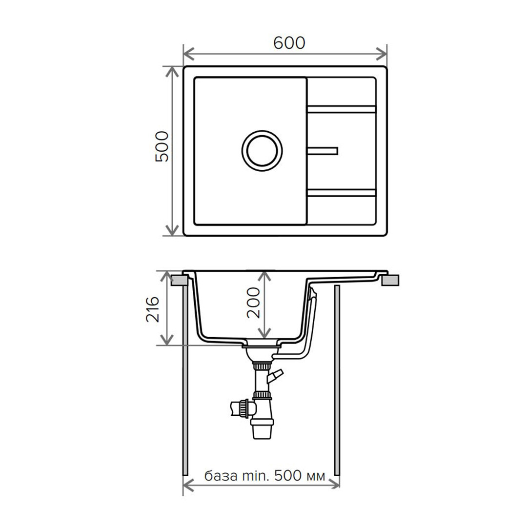 Мойка кухонная Tolero R-107, 500х600 мм, сафари - фото 2 - id-p214502999