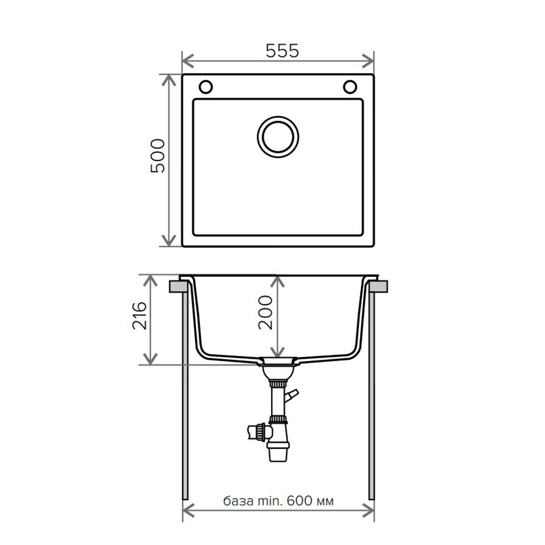 Мойка кухонная Tolero R-111, 500х555 мм, белый - фото 2 - id-p214503051