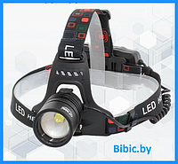 Фонарь налобный Огонь HT-122D-P70 (АКБ+USB) до 1км, фонарик светодиодный на голову лоб, сверхмощный
