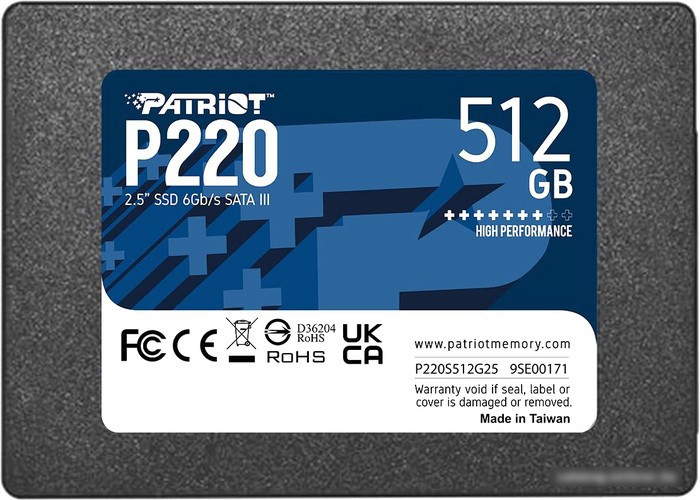 SSD Patriot P220 512GB P220S512G25 - фото 1 - id-p214580614