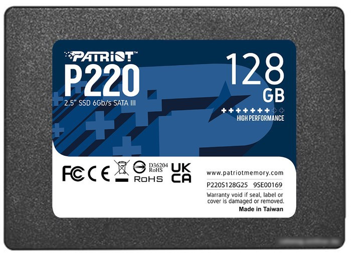 SSD Patriot P220 128GB P220S128G25 - фото 1 - id-p214580621