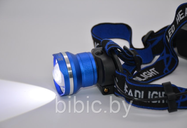 Фонарь налобный HY-024-T6 (АКБ+USB) до 1км, фонарик светодиодный на голову лоб, сверхмощный - фото 3 - id-p214601265