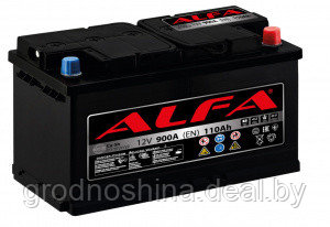Аккумулятор 110ah Alfa 6СТ-110, 900a (- +), 353x175x190 мм.