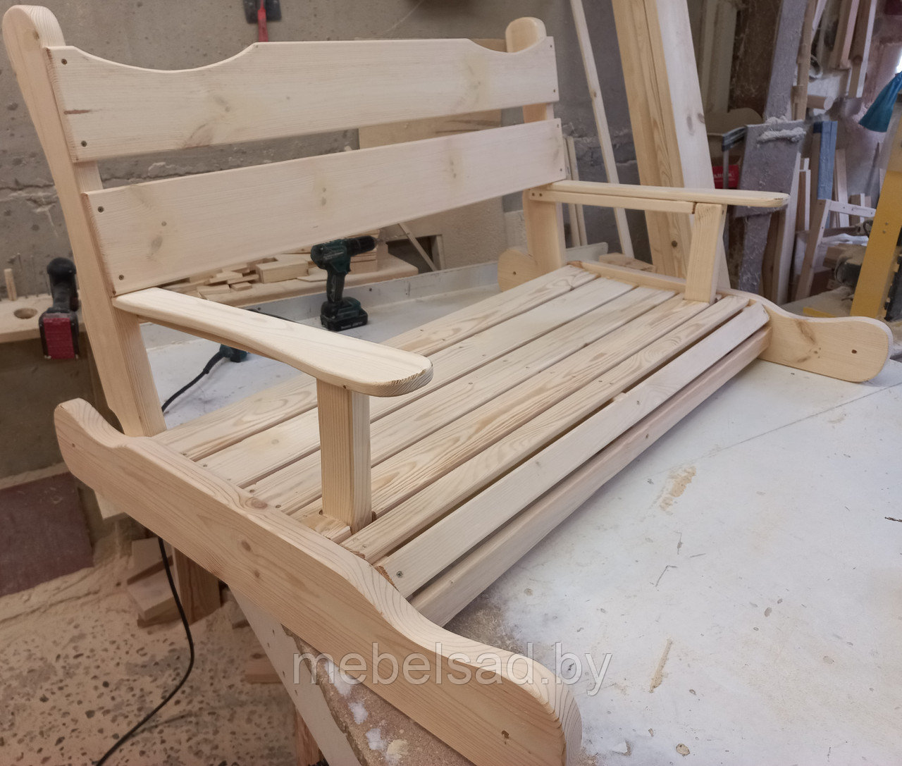 Сиденье качелей садовых из массива сосны  "Под Старинку"