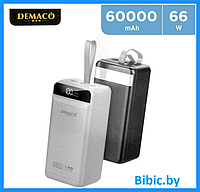 Внешний аккумулятор Power bank Demaco A211 60000 mah, пауэрбанк для зарядки, портативные зарядные устройства