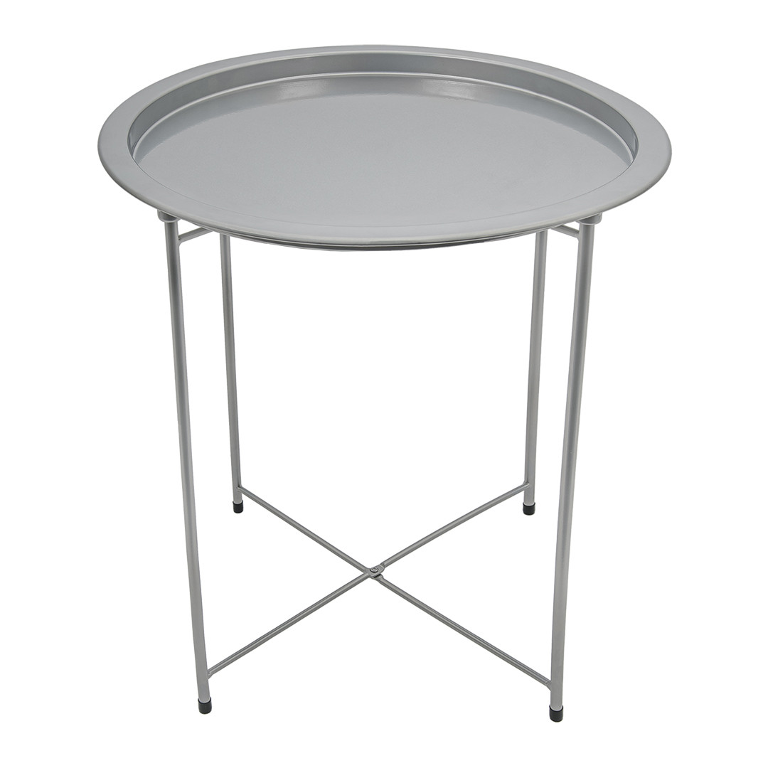 Столик складной металлический, 47х47х50,5 см, серебряный - фото 1 - id-p214610484
