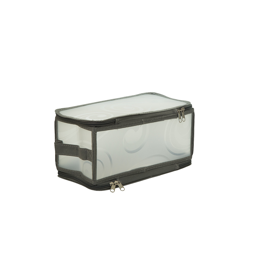 Короб складной на молнии, 30х15х15 см, прозрачный с серым - фото 1 - id-p214610945