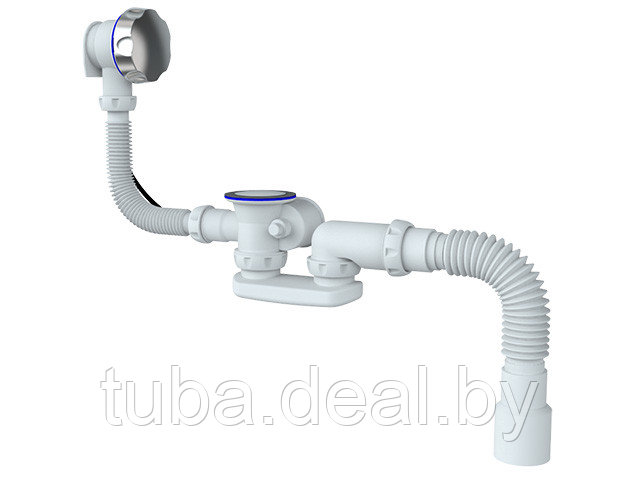 Сифон для ванны и глубокого поддона автомат с переливом и гибким соединением д.40х 40/50, Unicorn (Сифон 1 - фото 1 - id-p214613149