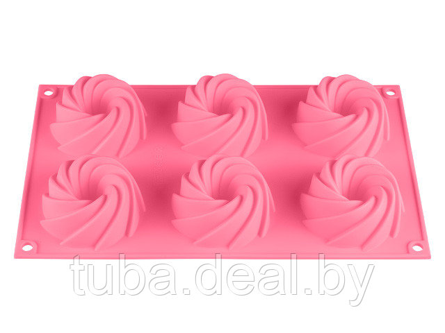 Форма для выпечки, силиконовая, прямоугольная на 6 кексов, 29.2 х 17.3 х 3.5 см, роз.,PERFECTO LINEA - фото 1 - id-p214615678