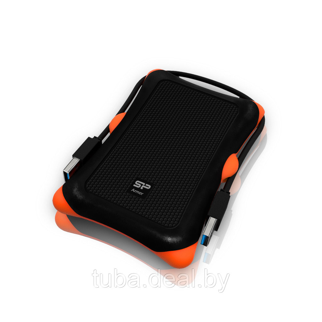 Внешний жесткий диск Silicon Power Armor - A30 1TB Portable HDD USB 3.2 Gen 1 Anti-shock, Black/Orange - фото 1 - id-p214622312
