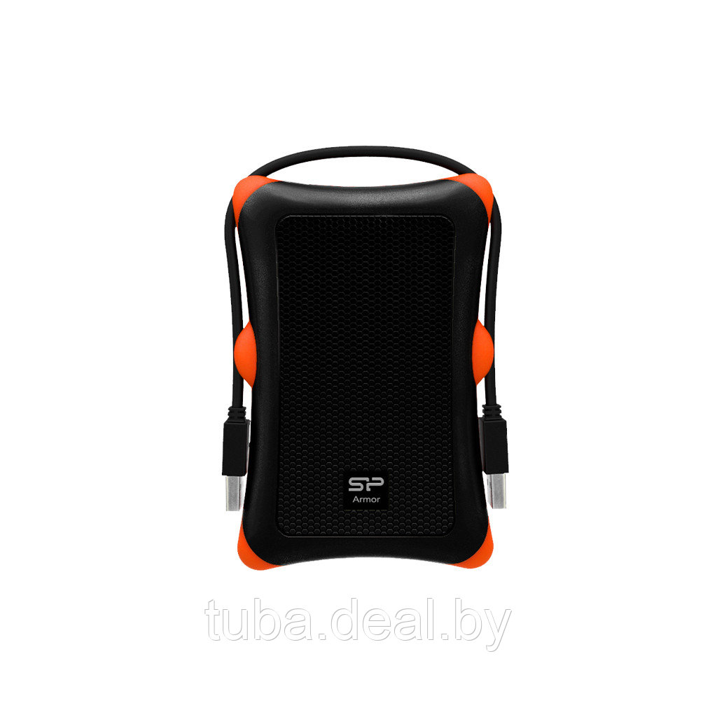 Внешний жесткий диск Silicon Power Armor - A30 1TB Portable HDD USB 3.2 Gen 1 Anti-shock, Black/Orange - фото 2 - id-p214622312