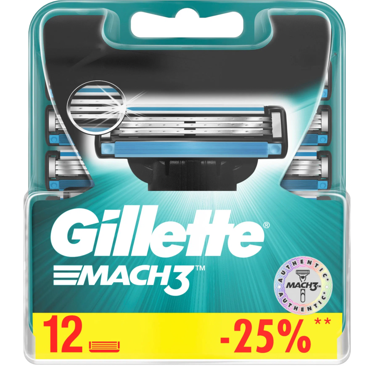 Сменные кассеты Gillette MACH 3 ( 12 шт ) - фото 2 - id-p214622311