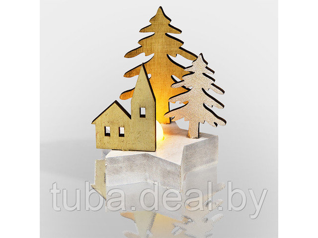 Деревянная фигурка с подсветкой "Домик в лесу" 9*8*10 см (Применяется для эксплуатации в помещении. Класс - фото 1 - id-p214620274