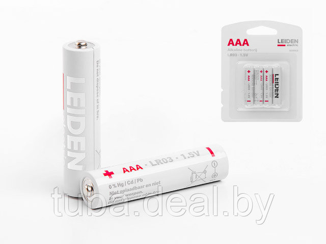 Батарейка AAA LR03 1,5V alkaline 4шт. LEIDEN ELECTRIC - фото 1 - id-p214618493