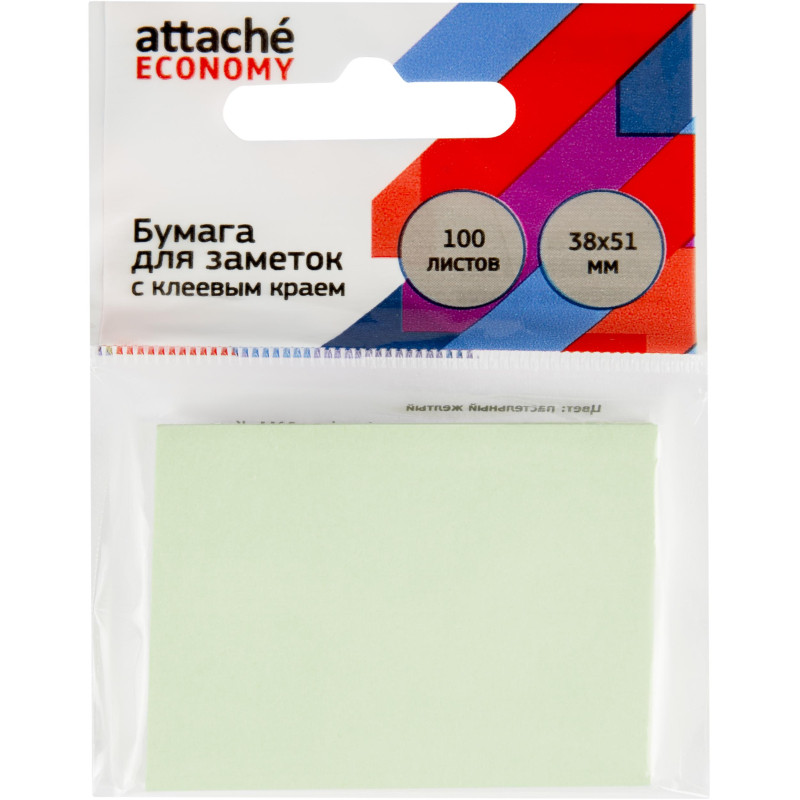 Бумага для заметок с клеевым краем Attache 38x51 мм, 100 л, пастел зеленый, арт.1407998 - фото 1 - id-p214631454