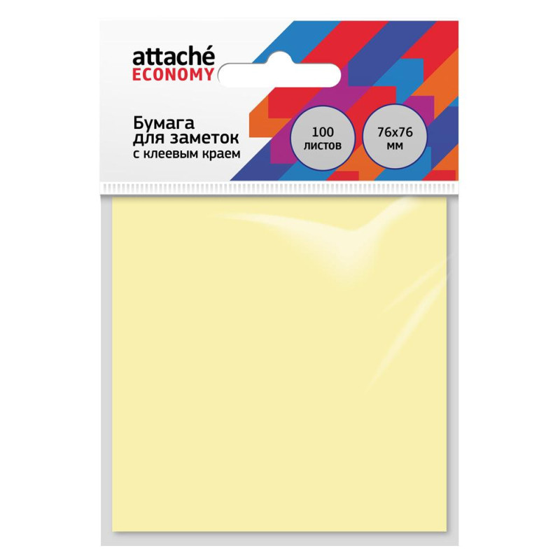 Бумага для заметок с клеевым краем Attache 76x76 мм 100 л пастельный желтый, арт.1407985 - фото 1 - id-p214631455