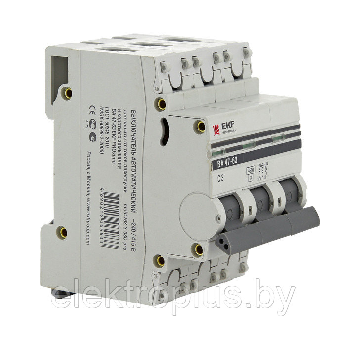 Автоматический выключатель ВА 47-63 4,5kA 3P (C) EKF PROxima - фото 2 - id-p214633097