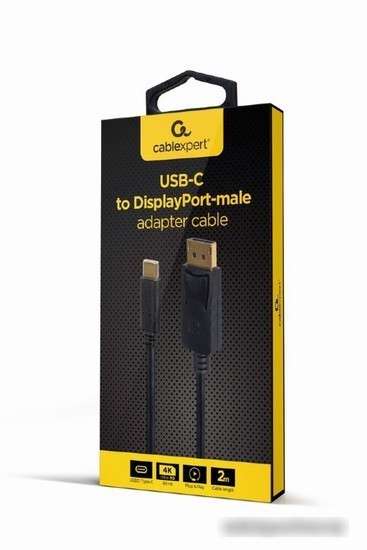 Кабель Cablexpert A-CM-DPM-01 USB Type-C - DisplayPort (2 м, черный) - фото 2 - id-p214636623