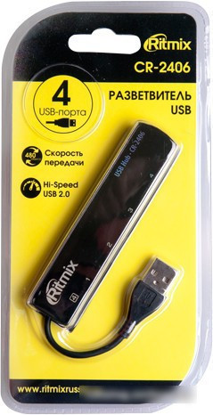 USB-хаб Ritmix CR-2406 (черный) - фото 2 - id-p214634918