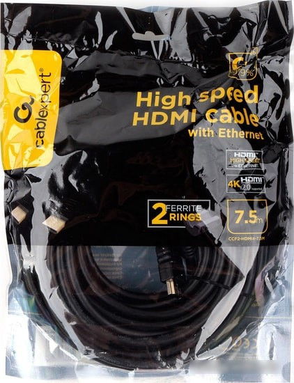 Кабель Gembird CCF2-HDMI4-7.5M (7.5 м, черный) - фото 2 - id-p214636817