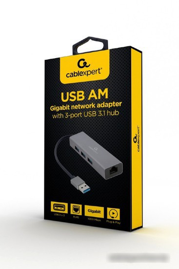 USB-хаб Cablexpert A-AMU3-LAN-01 - фото 2 - id-p214635030