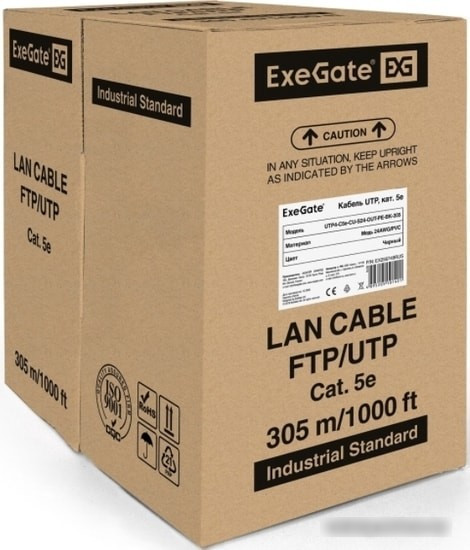 Кабель ExeGate UTP4-C5e-CU-S24-OUT-PE-BK-305 UTP - фото 1 - id-p214635997