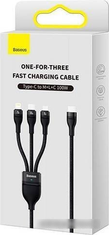 Кабель Baseus Flash Series ? USB Type-C - Lightning/USB Type-C/microUSB (1.5 м, черный) - фото 2 - id-p214636950