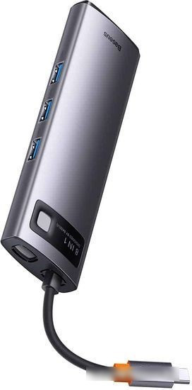 Док-станция Baseus Metal Gleam Series 8-in-1 Multifunctional Type-C HUB Docking Station Gray WKWG050113 - фото 3 - id-p214635057