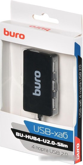 USB-хаб Buro BU-HUB4-U2.0-Slim - фото 4 - id-p214635082