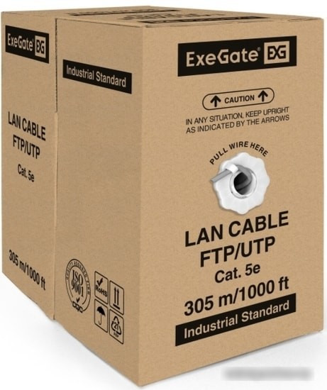 Кабель ExeGate UTP4-C5e-CU-S25-IN-PVC-GY-305 UTP - фото 2 - id-p214636057