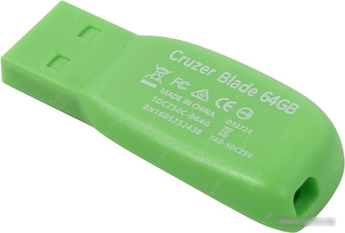 USB Flash SanDisk Cruzer Blade 64GB (зеленый) [SDCZ50C-064G-B35GE] - фото 2 - id-p214644397