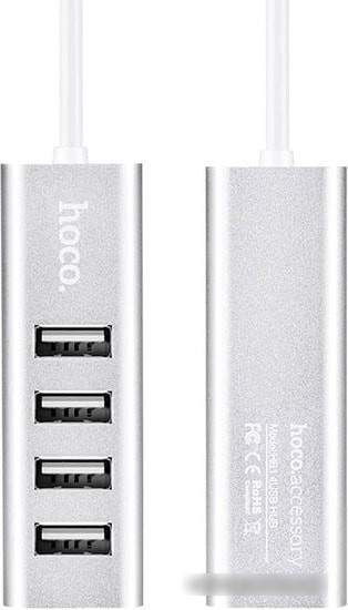 USB-хаб Hoco HB1 (серебристый) - фото 1 - id-p214635121