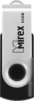 USB Flash Mirex Swivel Rubber 64GB (черный/серебристый)
