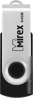USB Flash Mirex Swivel Rubber 64GB (черный/серебристый) - фото 1 - id-p214644423