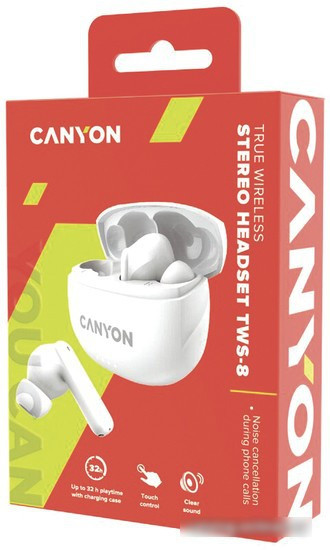 Наушники Canyon TWS-8 (белый) - фото 4 - id-p214641756