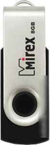 USB Flash Mirex SWIVEL RUBBER BLACK 8GB (13600-FMURUS08) - фото 1 - id-p214644485