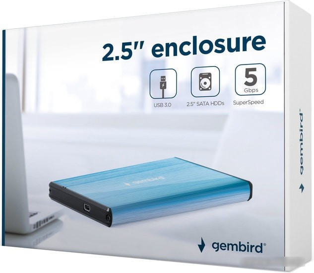 Бокс для накопителей 2.5" Gembird EE2-U3S-3-B (синий) - фото 2 - id-p214649777