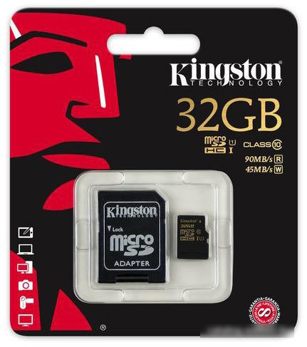 Карта памяти Kingston microSDHC UHS-I (Class 10) 32GB + SD адаптер (SDCA10/32GB) - фото 3 - id-p214644732