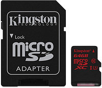 Карта памяти Kingston microSDXC UHS-I U3 (Class 10) 64GB (SDCA3/64GB)