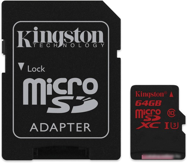 Карта памяти Kingston microSDXC UHS-I U3 (Class 10) 64GB (SDCA3/64GB) - фото 1 - id-p214644738