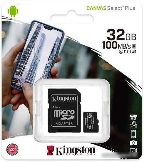 Карта памяти Kingston Canvas Select Plus microSDHC 32GB (с адаптером) - фото 3 - id-p214644745