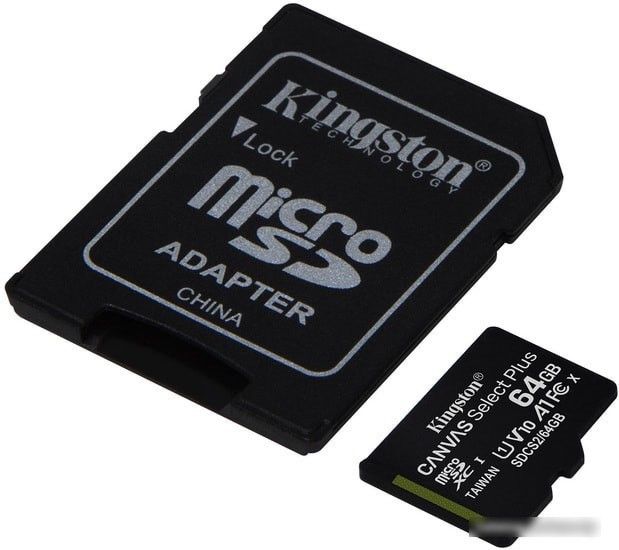 Карта памяти Kingston Canvas Select Plus microSDXC 64GB (с адаптером) - фото 2 - id-p214644746