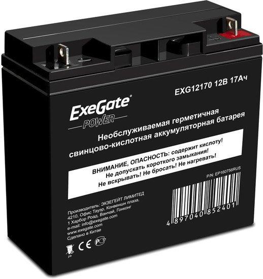 Аккумулятор для ИБП ExeGate Power EXG 12170 (12В/17 А·ч) [EP160756RUS] - фото 1 - id-p214649883
