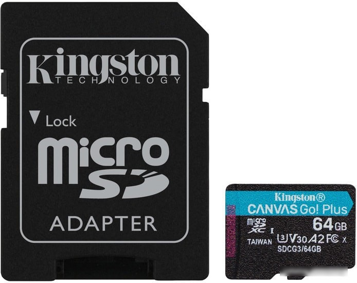 Карта памяти Kingston Canvas Go! Plus microSDXC 64GB (с адаптером) - фото 1 - id-p214644748