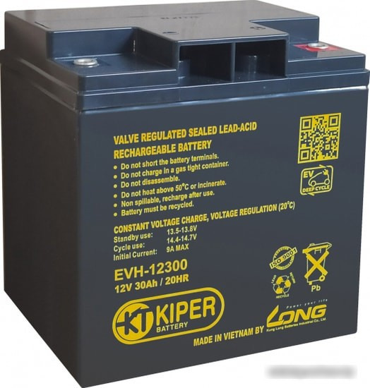 Аккумулятор для ИБП Kiper EVH-12300 (12В/30 А·ч) - фото 1 - id-p214649942