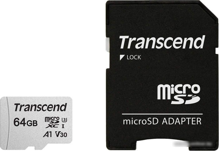 Карта памяти Transcend microSDXC 300S 64GB + адаптер - фото 1 - id-p214644799