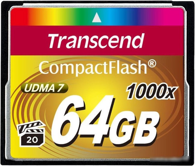 Карта памяти Transcend 1000x CompactFlash Ultimate 64GB (TS64GCF1000) - фото 1 - id-p214644800