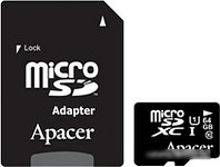 Карта памяти Apacer microSDXC (Class 10) 64GB + адаптер [AP64GMCSX10U1-R]