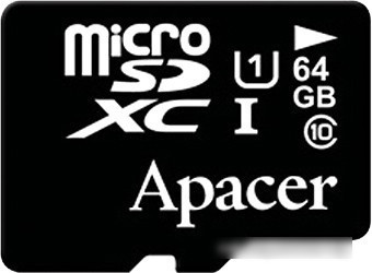 Карта памяти Apacer microSDXC (Class 10) 64GB + адаптер [AP64GMCSX10U1-R] - фото 2 - id-p214644830